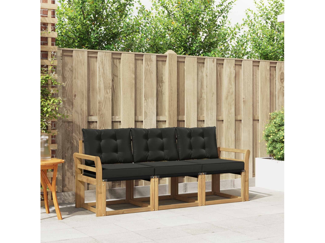 Vidaxl Conjunto De Sofás Para Exterior 3 Unid. Branco E Preto