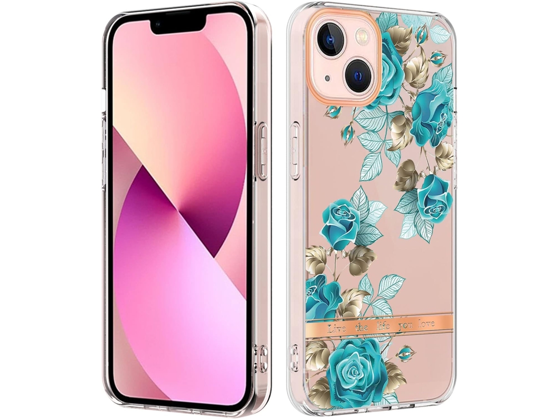 Capa Elegante Série Floral para iPhone 13 HONGWE. Resistente Transparente