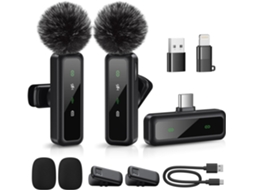 Mini Microfone Modelo Mais Recente De 2025, Lapela Sem Fio Para Iphone, Ipad, Android, Pacote Com 2 Microfones Redução Ruído, Emparelhamento Aquaforge