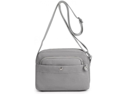 Bolsa de ombro feminina em nylon impermeável com vários bolsos e alça ajustável.