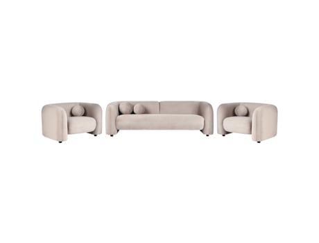 Conjunto de sala de estar de design clássico BELIANI Leiren de Veludo Creme 224x83x73