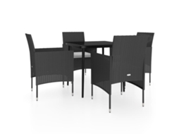 Maison Exclusive - 5 Pcs Conjunto De Jantar P/ Jardim C/ Almofadões Preto