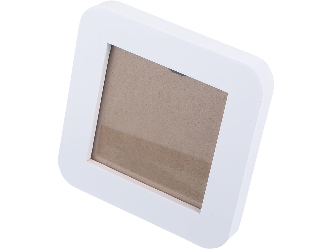 Porta Retrato Madeira 9x9 Quadrado Branco Formato Pequeno Identificação Casamento Acessórios Funcionais GOKOCO