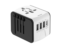 Adaptador De Viagem Universal(cinza), Branco, 3 Usb, 1 Tipo, C, 1500 W, Compacto E Prático