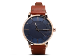Relógio masculino de quartzo com pulseira de couro PU, resistente à água, casual e moderno.