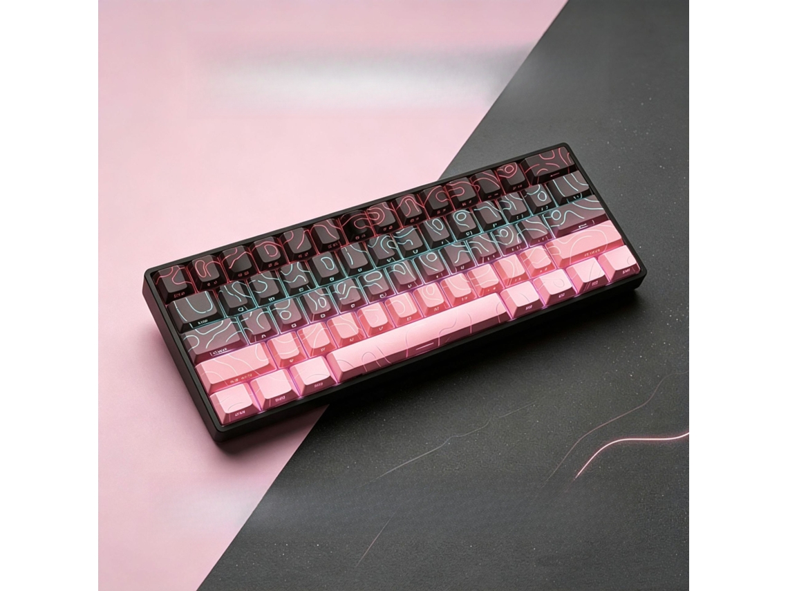 Teclado ultracompacto de 61 teclas com retroiluminação RGB, à prova d'água, ideal para PC, Mac, PS4 e Xbox One. Rosa Hexinyigjly