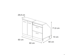 Móvel Sob Inclinação R-line, 120cm Conjunto De 2 Caixas 60 Cm De Profundidade, Branco Campestre/antracite, Vicco 60406