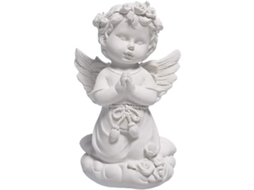Estatua De Ángel Decorativa De Resina Con Alas Figura Escultura Para Jardín Mesa O Estante Color Blanco