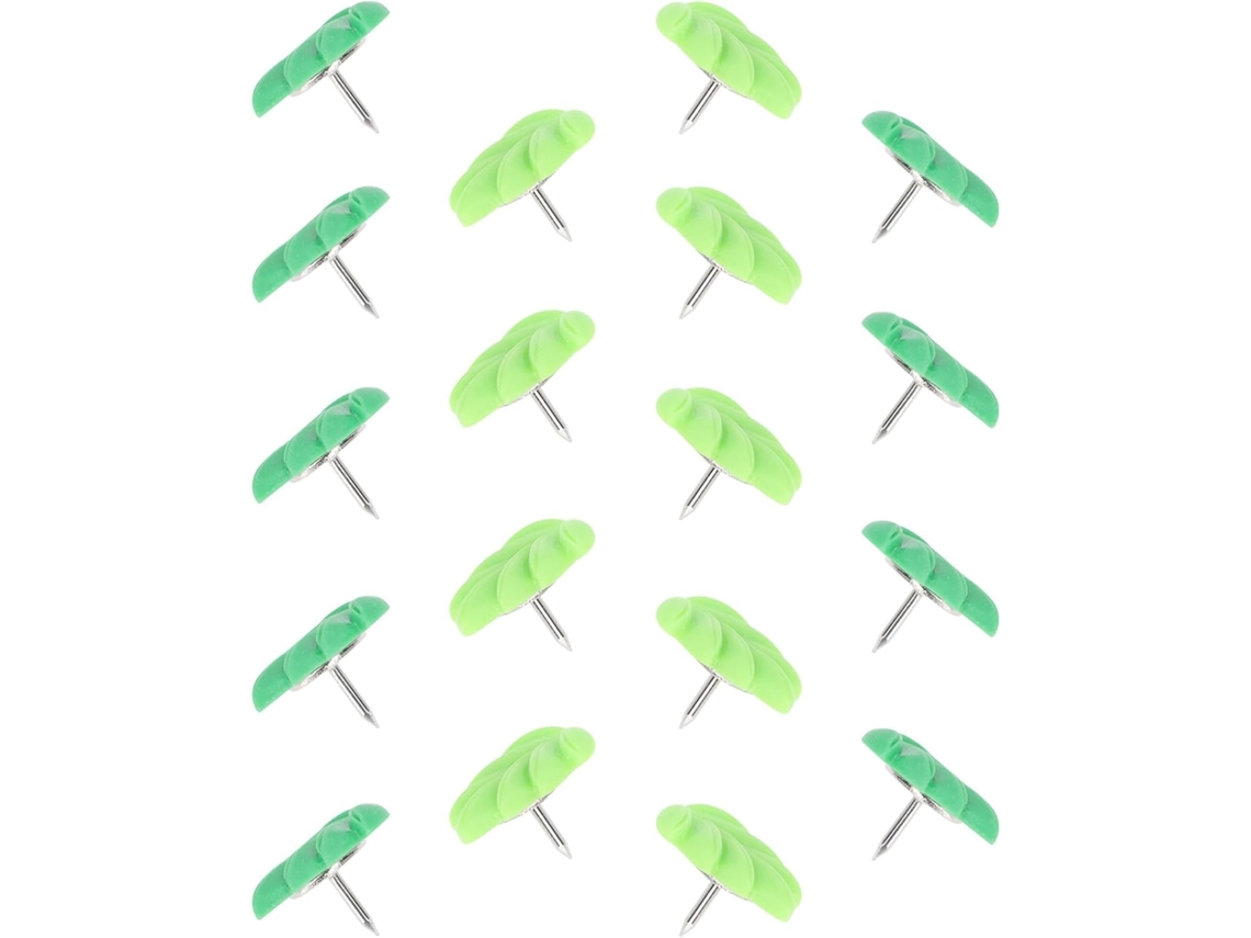 Tachinhas Decorativas Kichvoe, em Formato Folha Verde, 20 Unidades, Feitas de Plástico e Metal, Ideais Para Quadros
