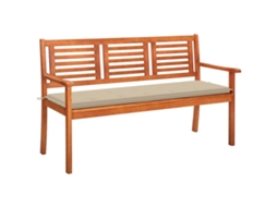 Vidaxl Banco De Jardim 3 Lugares C/ Almofadão 150 Cm Eucalipto Maciço