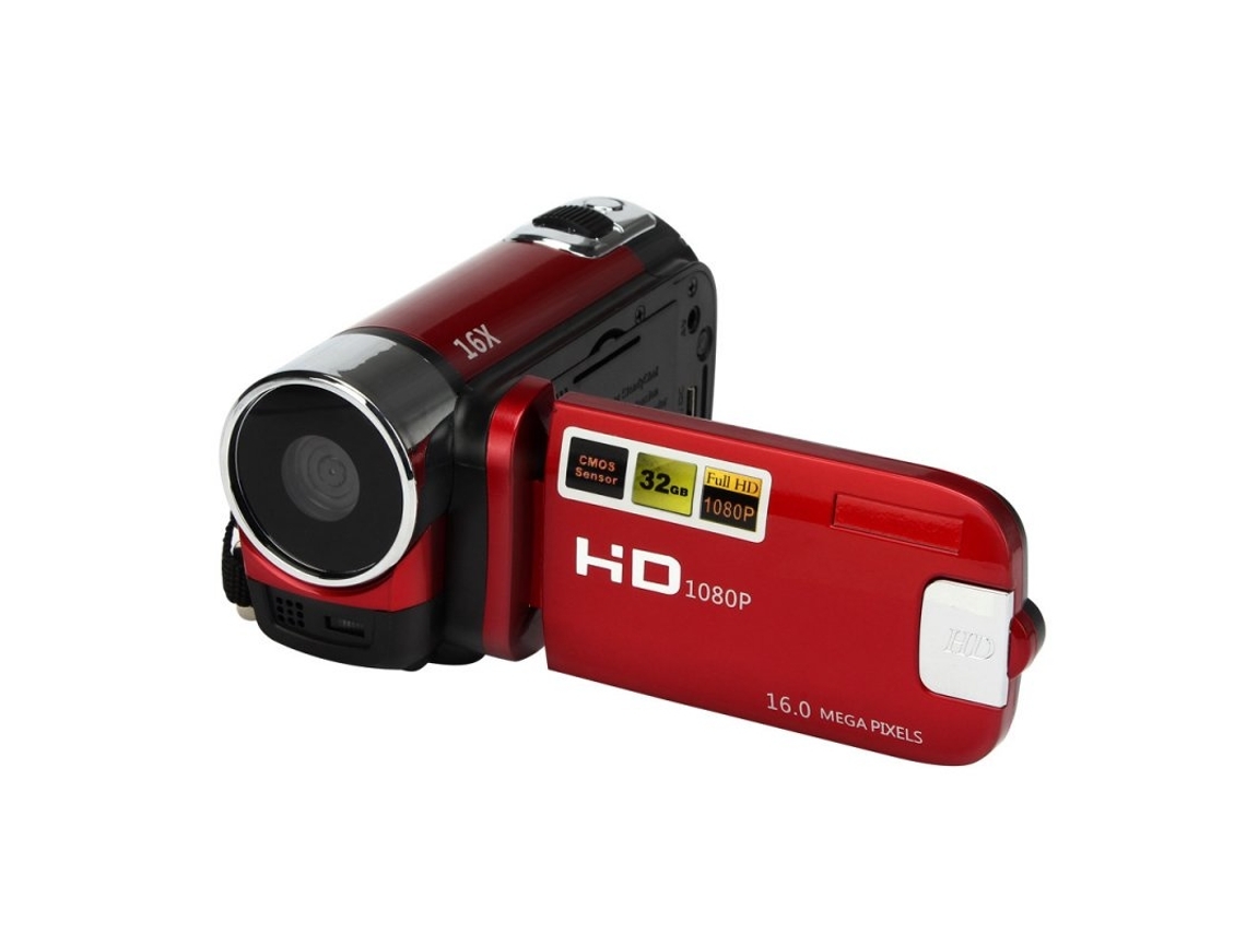 Câmara De Filmar Hd 1080p 16m 16x Com Zoom Digital Tpt Lcd Dv Home Camera Red Eu Plug*
