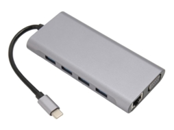 Lurelia Hub Usb-c 11 Em 1 Com 4k, Vga, Ethernet Gigabit, Usb 3.0, Pd 100w, Áudio 3,5 Mm Para Portátil Cinza Compacto