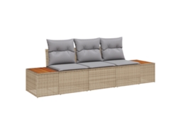 Conjunto 3 Sofá Modular Vidaxl Bege Vime Pe (239 X 62 X 85 Cm)