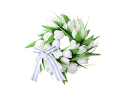 Coroa de Tulipas Brancas de 30cm para Primavera e Dia da Mãe LAXISCREED