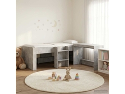 Vidaxl Cama Alta Para Crianças Com Mesa Cinzento Cimento 75 X 190 Cm