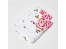 Homescapes Floral Printed White Face Cloth Cotton Set Of 2