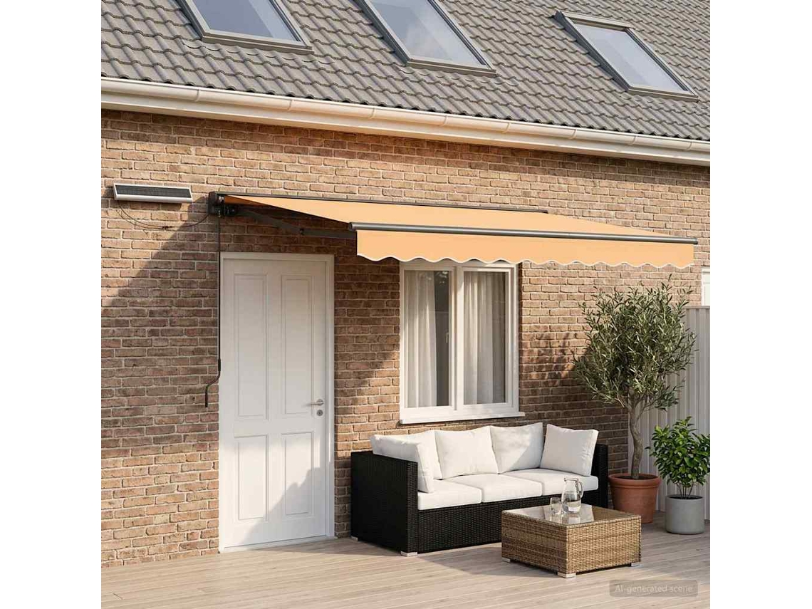 Vidaxl Toldo Retrátil Elétrico Areia 5 X 3 M