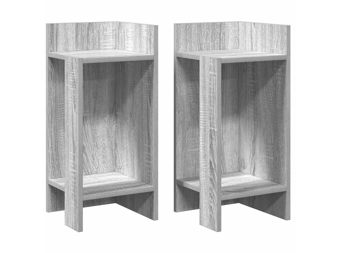 Conjunto de Mesas Laterais 2 Pcs com Prateleira Cinza Sonoma MAISON EXCLUSIVE (110x50x103 cm)
