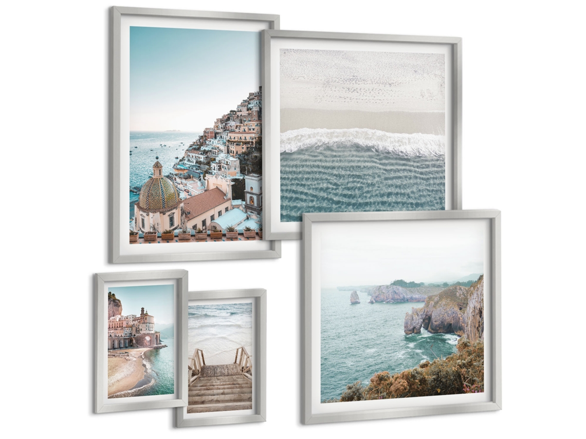 Conjunto De Pinturas Paisagens Litorâneas Cidadezinhas Espelharte (5 Peças)