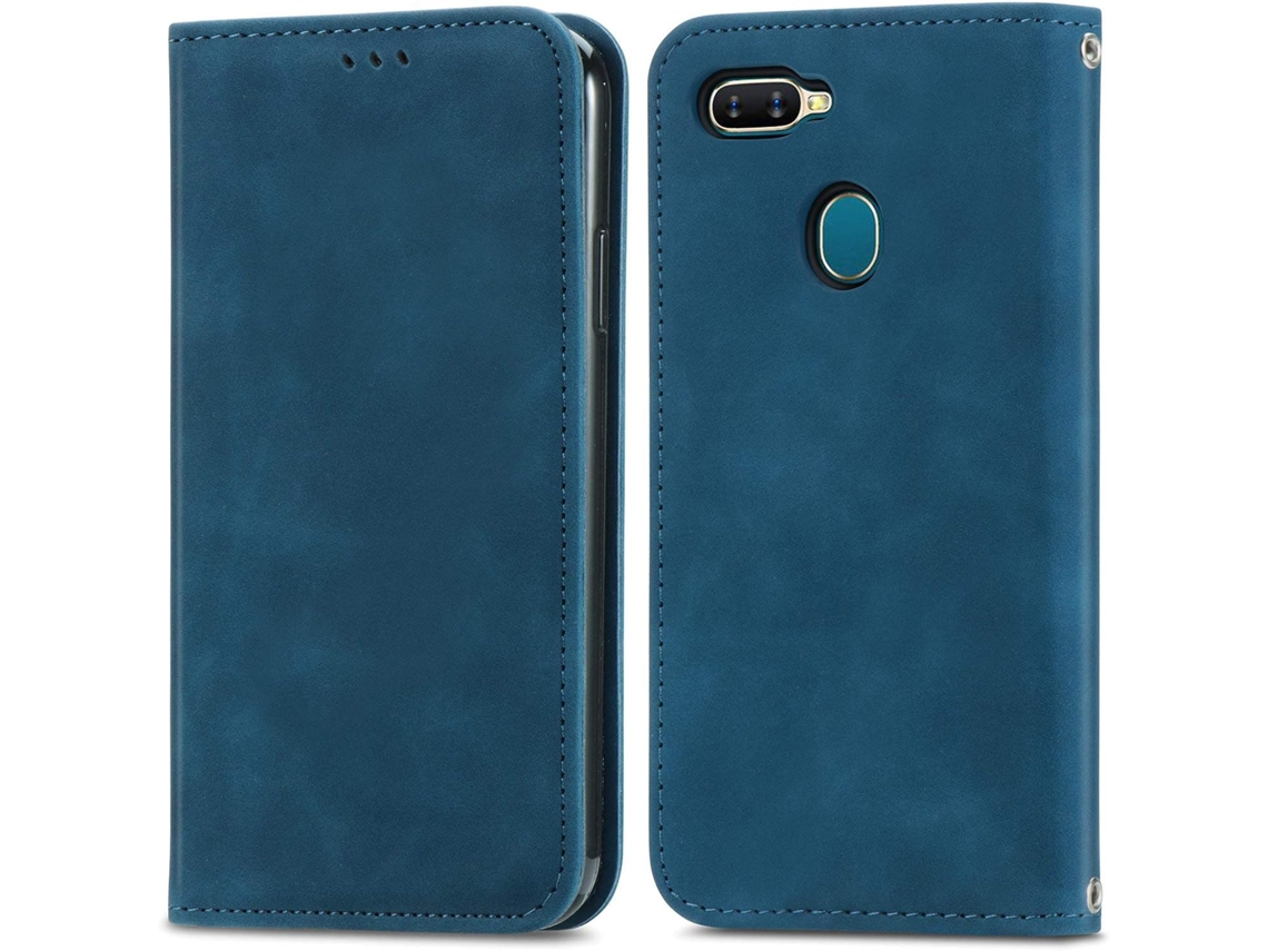 Capa Fólio Aba para Oppo Oppo A12/A11K HONGWE. Pele Sintética Anti-Choque Magnética Premium Azul