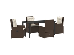 Conjunto 5 De Jantar Vidaxl Marrom Poliéster Rattan