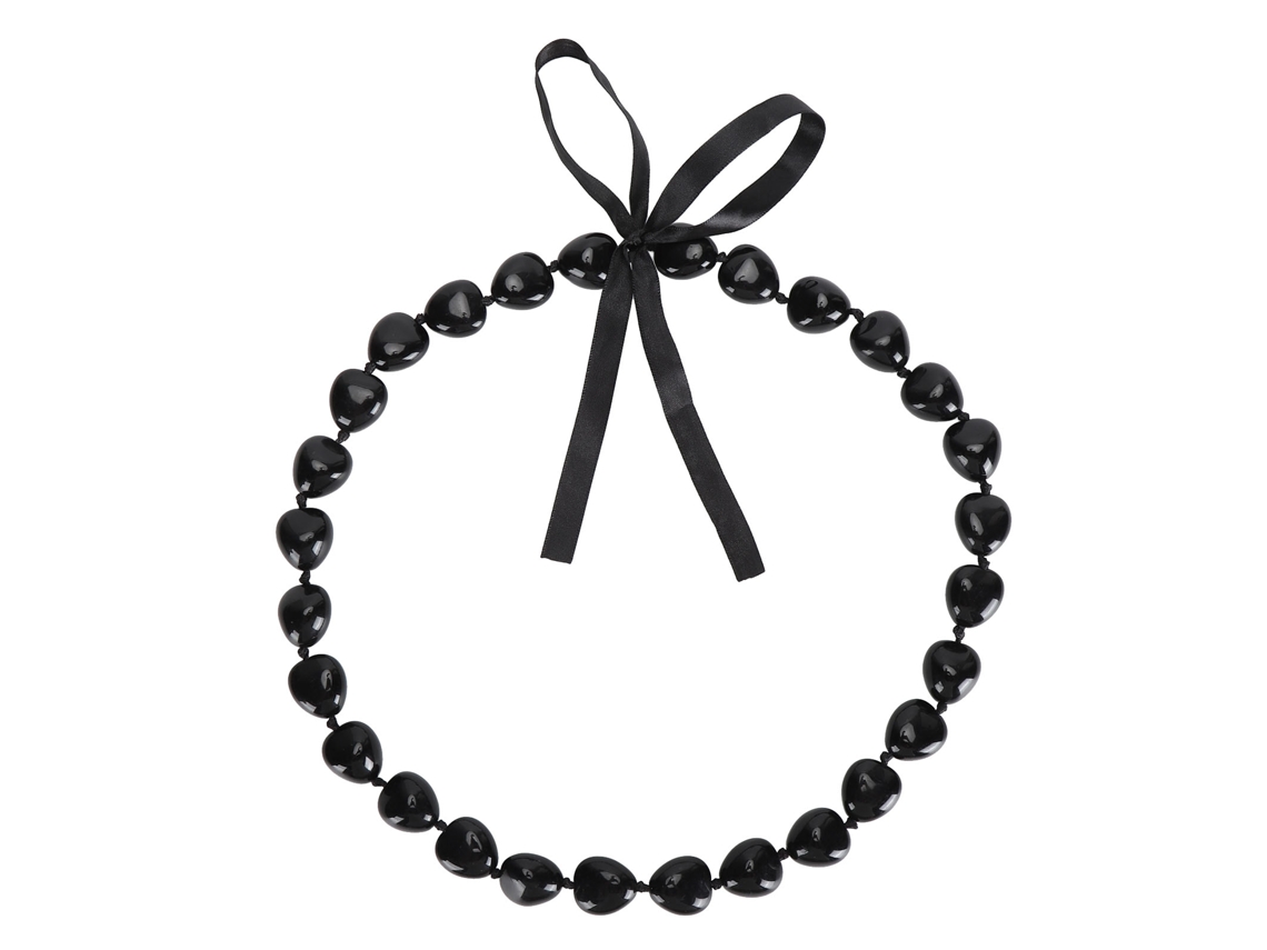 Collar De Nueces Kukui Para Graduación Con Lazo De Ribbon Símbolo De Buena Suerte Negro