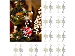 Ganchos de Natal com Desenho de Neve, 20 Unidades, Ouro e Prata | S/MARCA