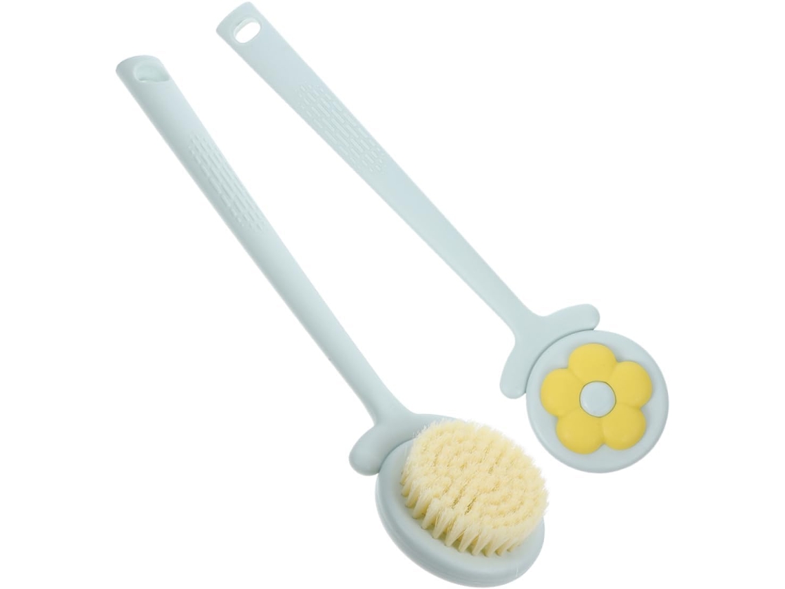 Escova Corporal De Cabo Longo Em Plástico E Nylon, Cerdas Macias, Formato De Flor, Conjunto Com 2 Unidades Para Academia