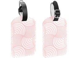 Conjunto De 2 Etiquetas Bagagem Viagem Com Alça Segurança, Design Halo, Rosa