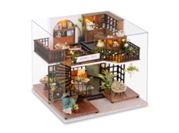 Maquete 3d Da Casa De Chá Momo, Com Capa Protetora Contra Poeira E Luzes De Led, Dimensões 22x19x18 Cm.