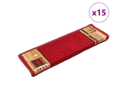 Vidaxl Tapetes De Escada Autoadesivos 15 Pcs 65x21x4 Cm Vermelho