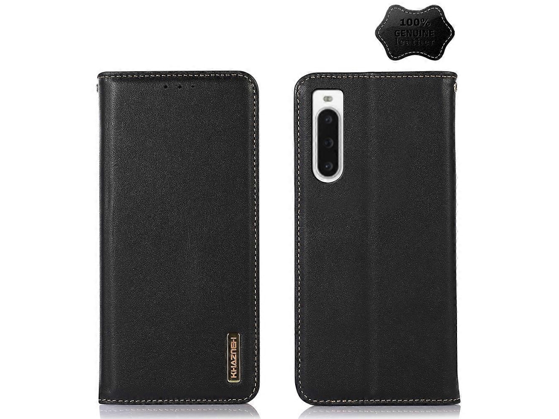 Capa De Celular De Couro Bovino Com Camada Superior Nappa Khazneh Para Sony Xperia 10 V