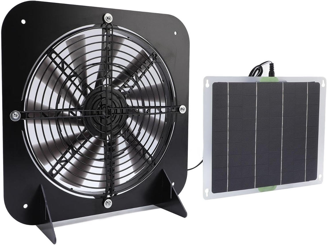 Ventilador Solar Com Forte Fluxo De Ar, Exaustor Eficiente De 13 Polegadas Para Armazéns.