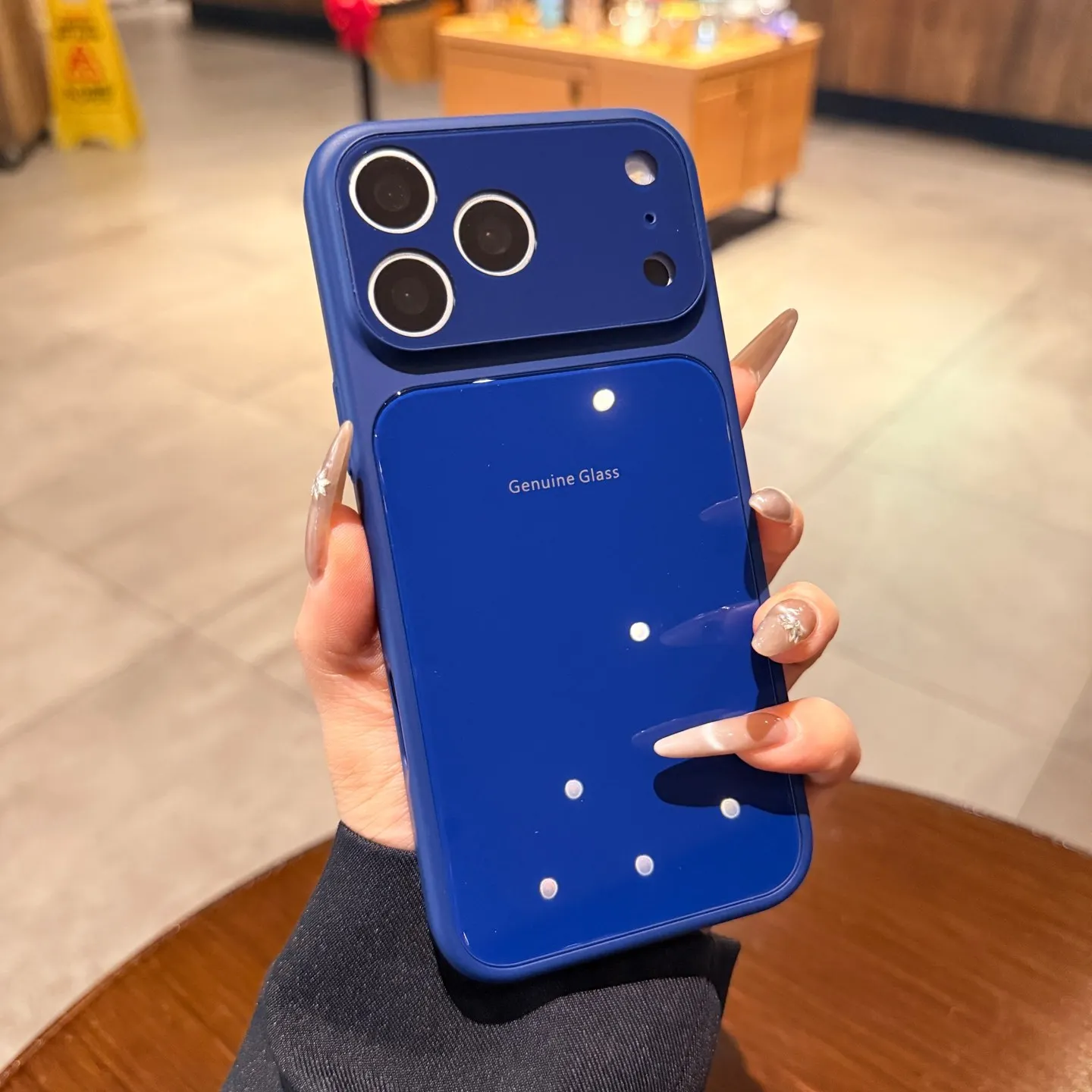 Capa Rígida Brilhante De Vidro Temperado (azul Para Iphone 15 Plus)