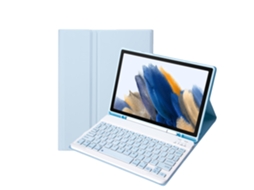 Capa Com Teclado Bluetooth Em Couro Compatível Com Samsung Galaxy Tab A8 2021 X200/x205, Porta-caneta, Cor Azul