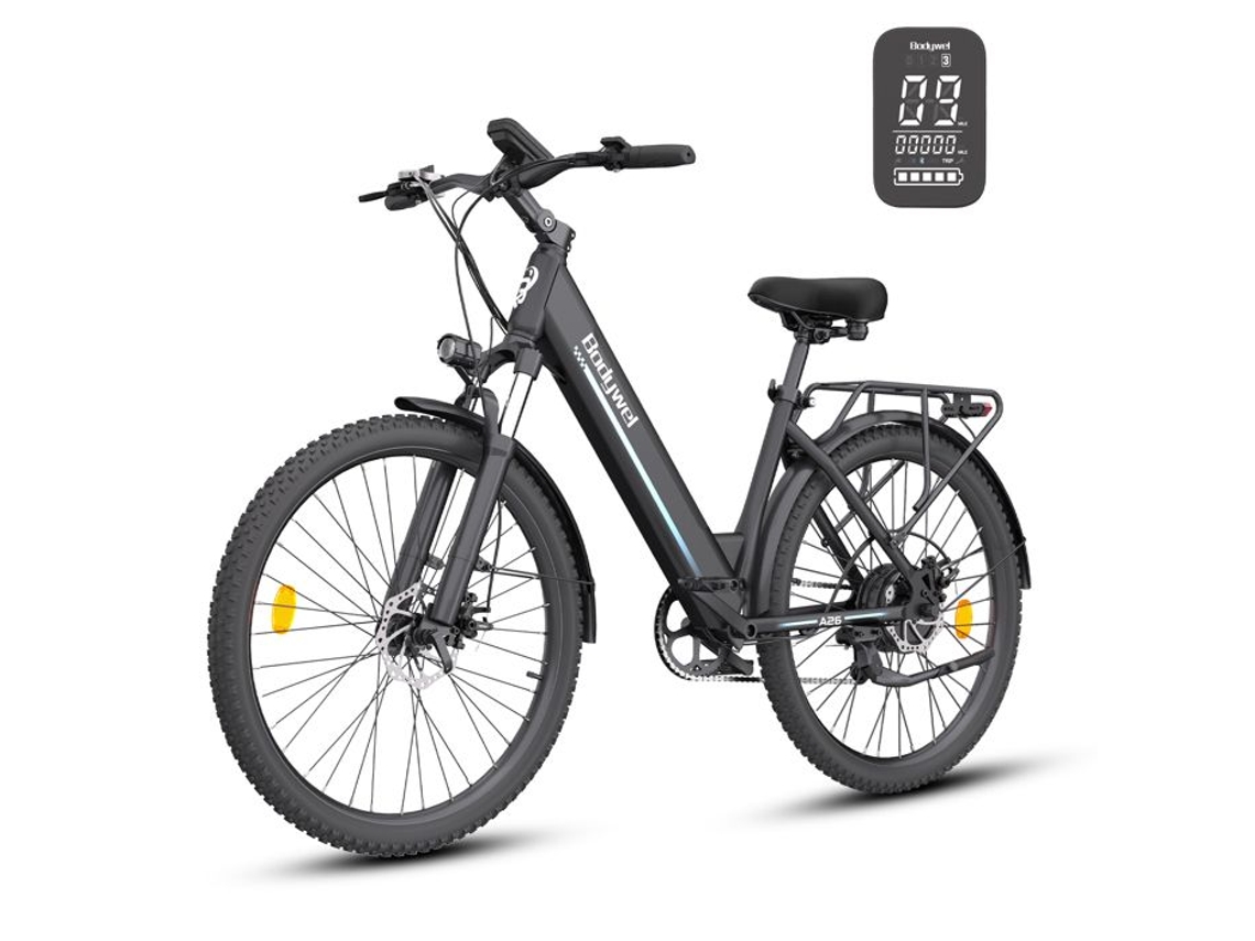 Bicicleta Elétrica Urbana Motor 350w Bateria Removível 36v 13ah Preta 26 Pol. BODYWEL