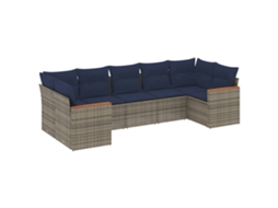 Conjunto de Sofá de Jardim, 7 Peças, Almofadas, Rattan Cinza MAISON EXCLUSIVE