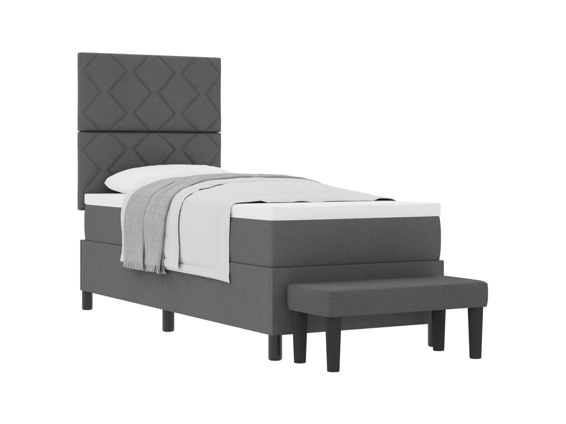 Cama Box com Cabeceira Cinzento Escuro 80x200cm tecido MAISON EXCLUSIVE