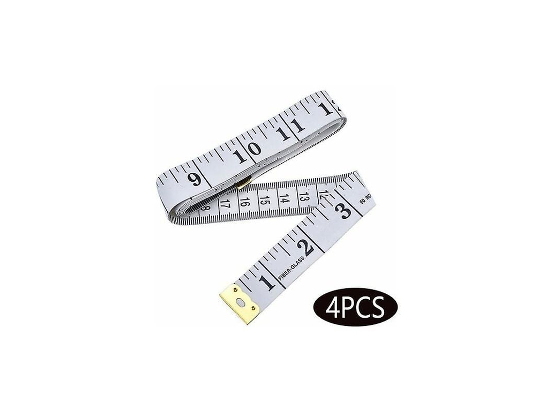 Fita Métrica Dupla Face Para Costura E Artesanato Corporal E Peitoral, 150cm 4 Peças Branca Slowmoose