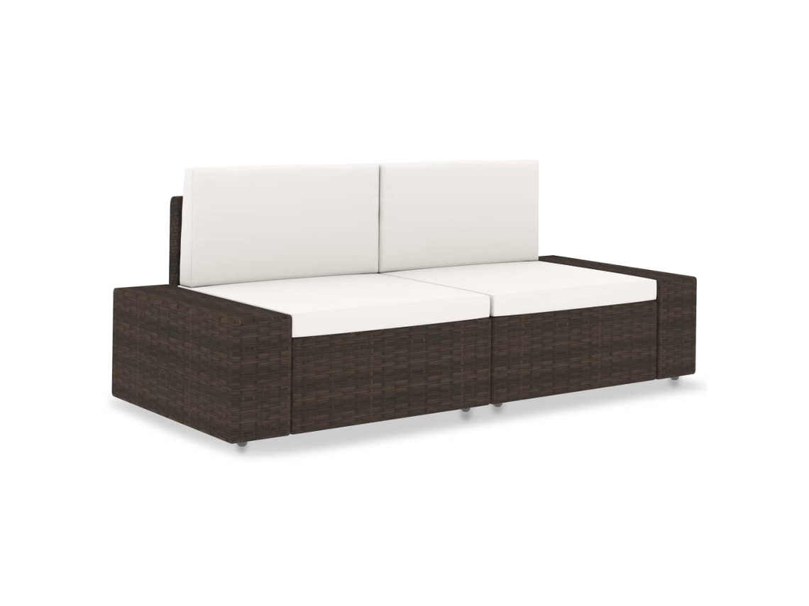 Vidaxl Sofá Seccional De 2 Lugares Vime Pe Castanho