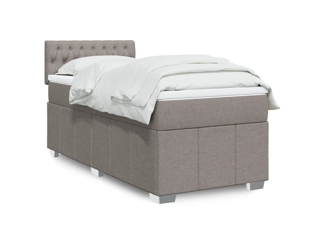 Vidaxl Cama Com Molas/colchão 90x200 Cm Tecido Castanho-acinzentado