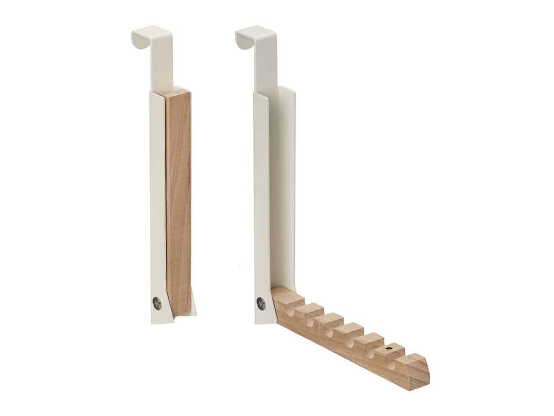 Conjunto 2 Cabides Dobráveis De Porta Metal E Madeira