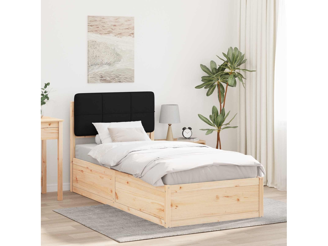 Vidaxl Estrutura De Cama Com Cabeceira Estofada Preto 75 X 190 Cm