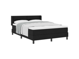 Vidaxl Cama Box Com Cabeceira Manual Preto 200 X 140 Cm Tecido