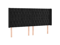Cabeceira de cama VIDAXL Preto Veludo (203x16x128 cm )