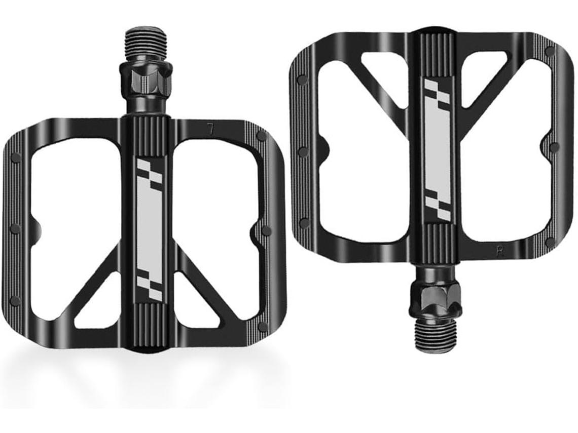 Pedais antiderrapantes de alumínio para bicicletas com rodinhas.