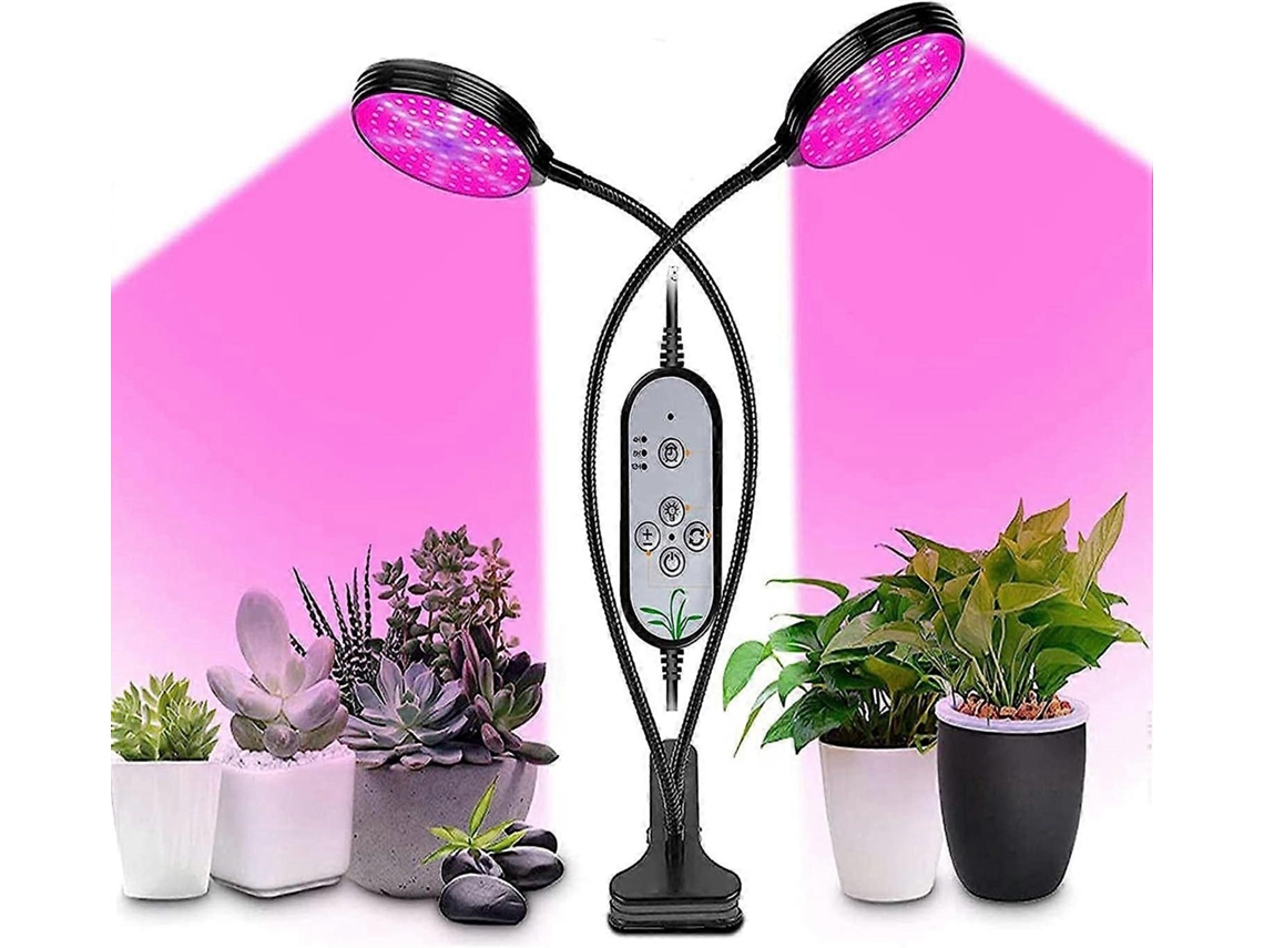 Omni luz de Crecimiento para Plantas Interiores, 156 Leds de Espectro Completo, 2 Cabezas, Temporizador 4/8/12h, 3 Modos, 5 Niveles de Brillo