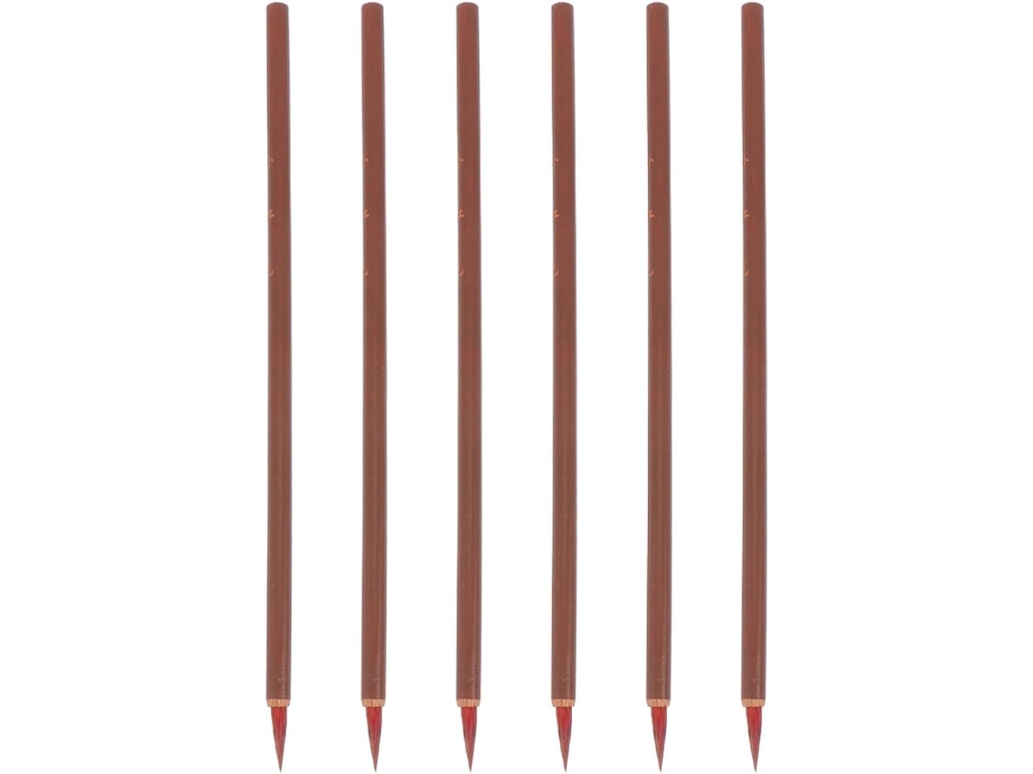 Conjunto Amosfun de 6 Pincéis Tradicionais Madeira para Caligrafia, Tamanho Pequeno, Iniciantes e Estudantes,
