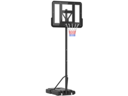 Cesta de Basquete Ajustável com Base Rodas Estrutura Aço E-TOWN