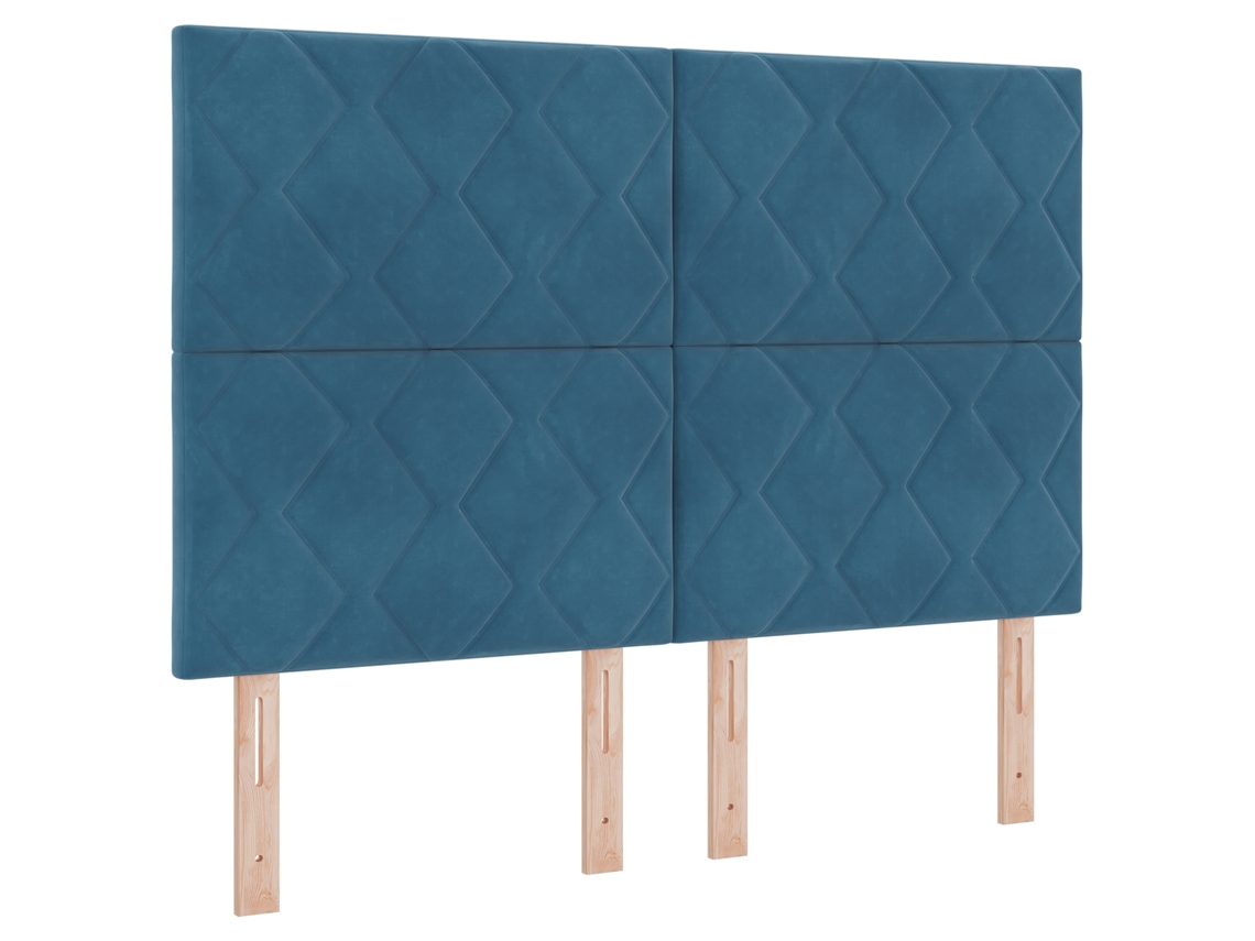 Colchão De Cama Com Molas Pocket De Veludo Vidaxl Azul Fabric